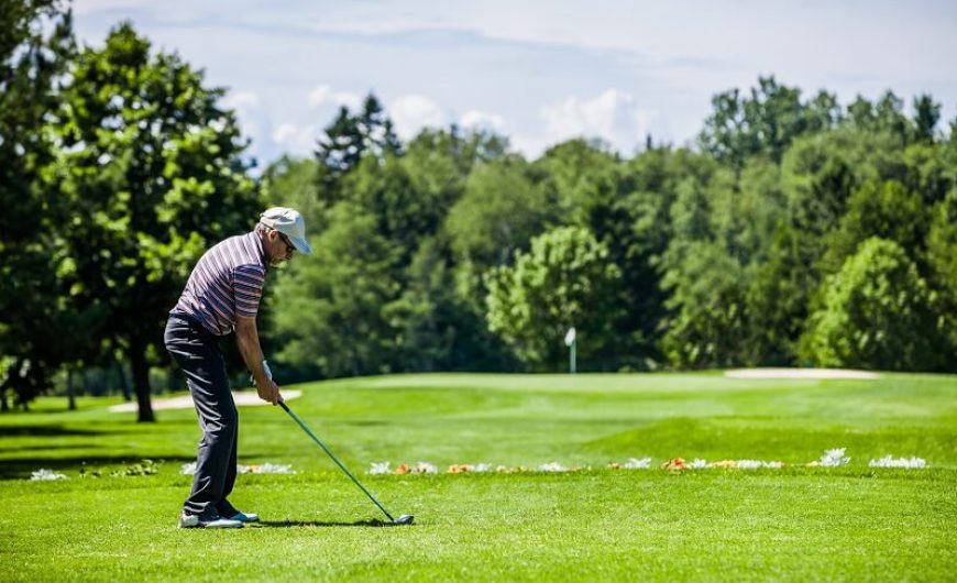 Mature Golfer on a Golf Course (ready to start)